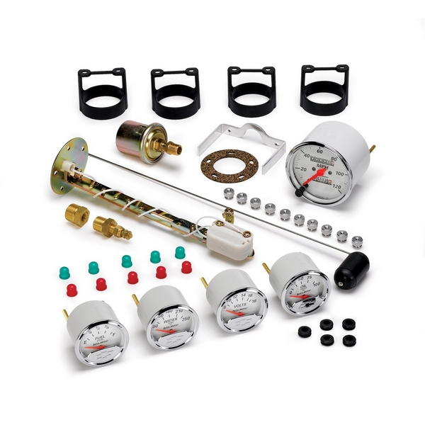 5 PC. GAUGE KIT, 3-1/8" & 2-1/16", MECH. SPEEDO., CHEVROLET HERITAGE BOWTIE
