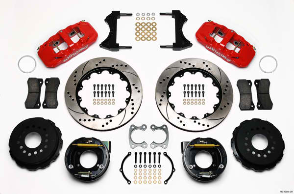 AERO4 Rear P-Brake Kit,14.00", Drilled, Red