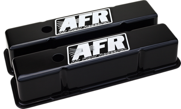 AFR CNC Engraved SBC Standard Valve Covers, Black Powder Coat