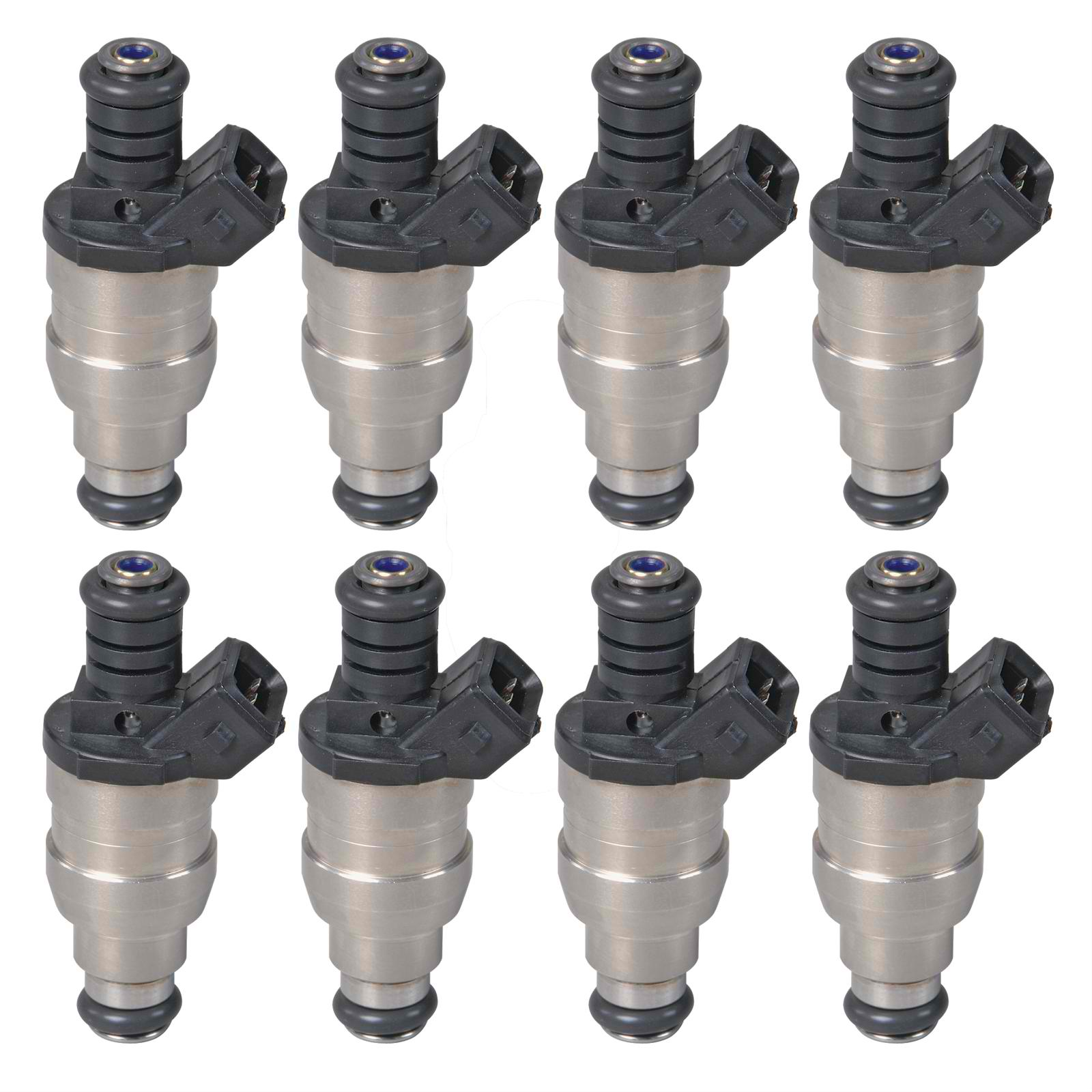 Fuel injectors, 80 lbs./hr., 12 ohms, EV1/minitimer plugs, set of 8